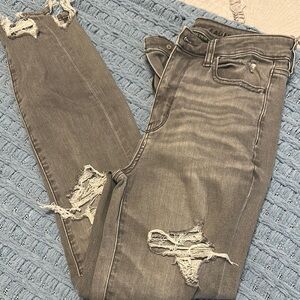 Women's Distressed Gray Jeans
